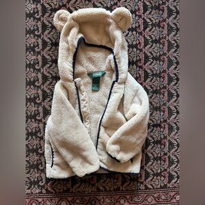 L.L. Bean Cream Sherpa Fleece with Dark Blue Accents